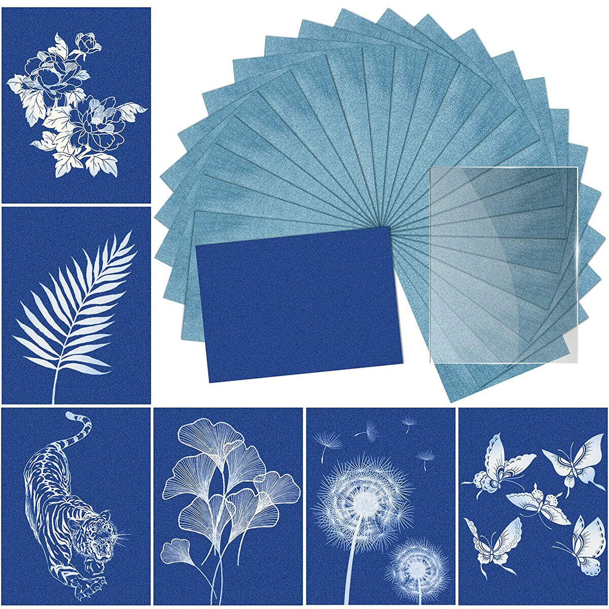 40Pcs Solar Printing Kit Cyanotype Sun Art Paper Sensitivity Nature Printing Craft kit Gifts to make DIY Kit