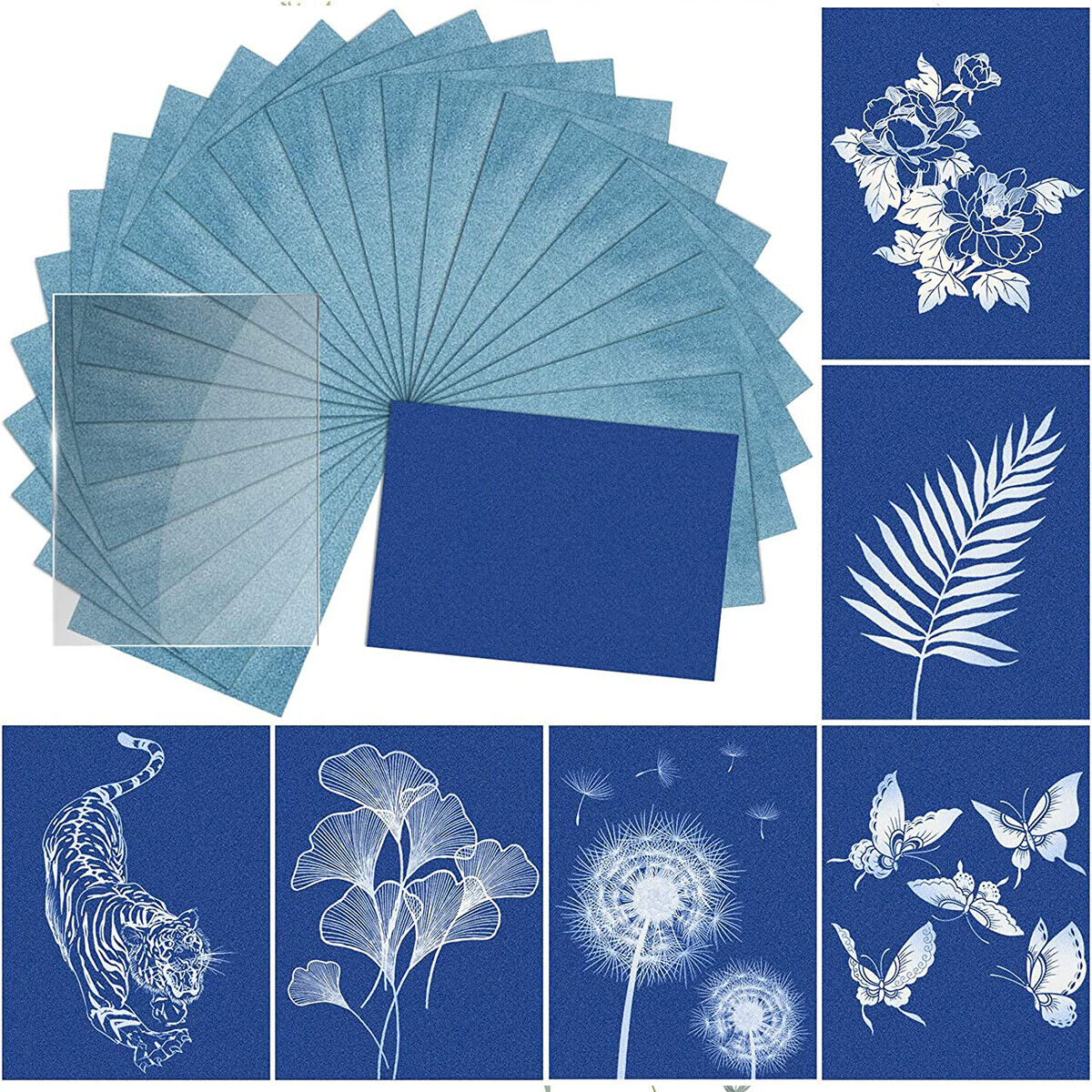 40Pcs Solar Printing Kit Cyanotype Sun Art Paper Sensitivity Nature Printing Craft kit Gifts to make DIY Kit