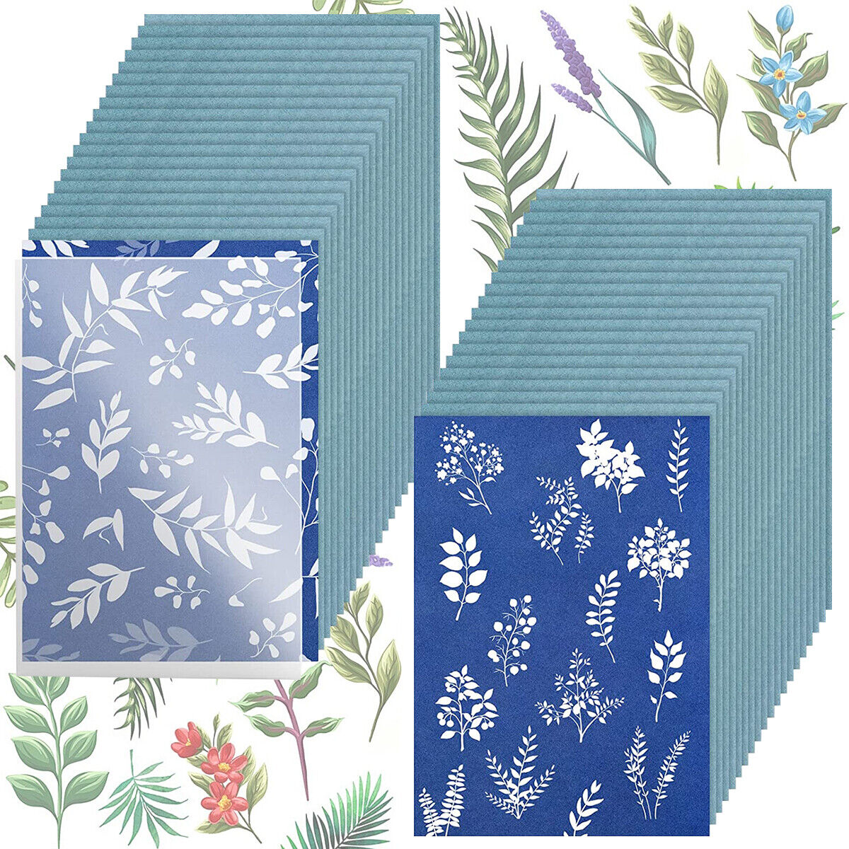 40Pcs Solar Printing Kit Cyanotype Sun Art Paper Sensitivity Nature Printing Craft kit Gifts to make DIY Kit