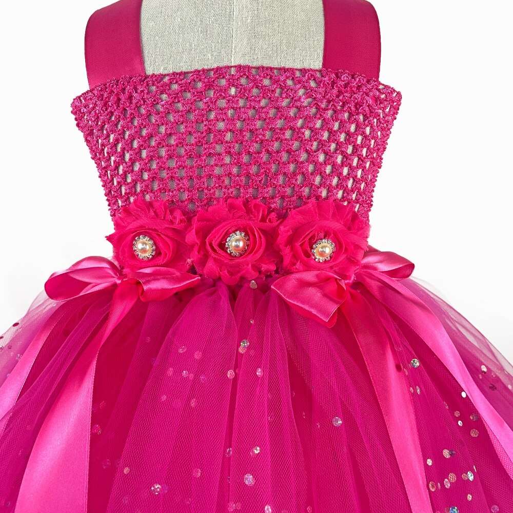 Girls Pink Flower Fairy Tutu Dress: Butterfly Wing Princess Party Costume - Kids Tulle Dress Butterfly Princess Dress