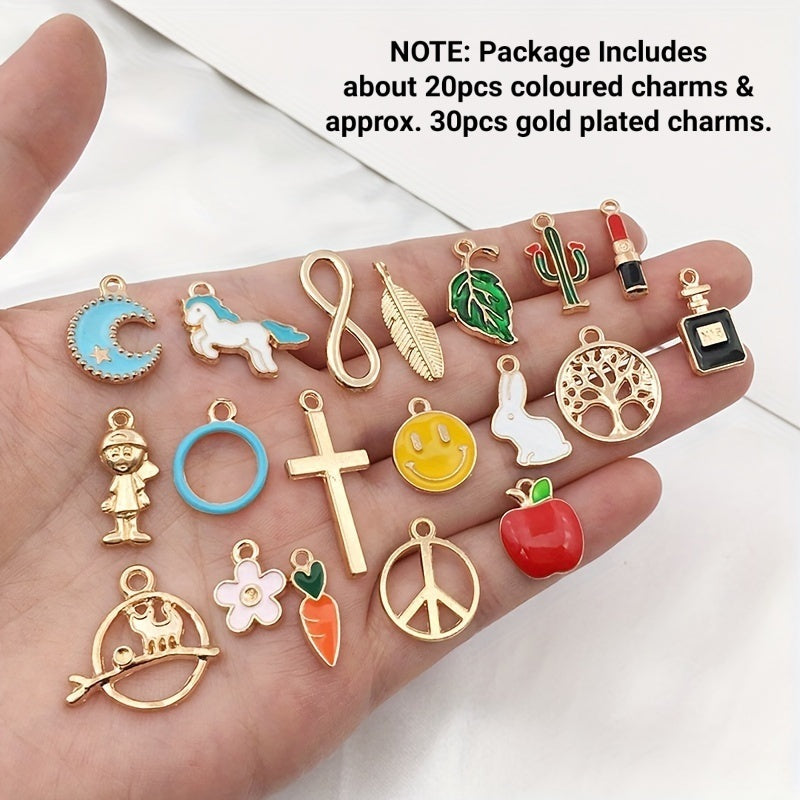 50Pcs Mixed Cartoon Animal Tree Enamel Creative Charms Exquisite Beads TheliCraft