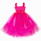 Girls Pink Flower Fairy Tutu Dress: Butterfly Wing Princess Party Costume - Kids Tulle Dress Butterfly Princess Dress