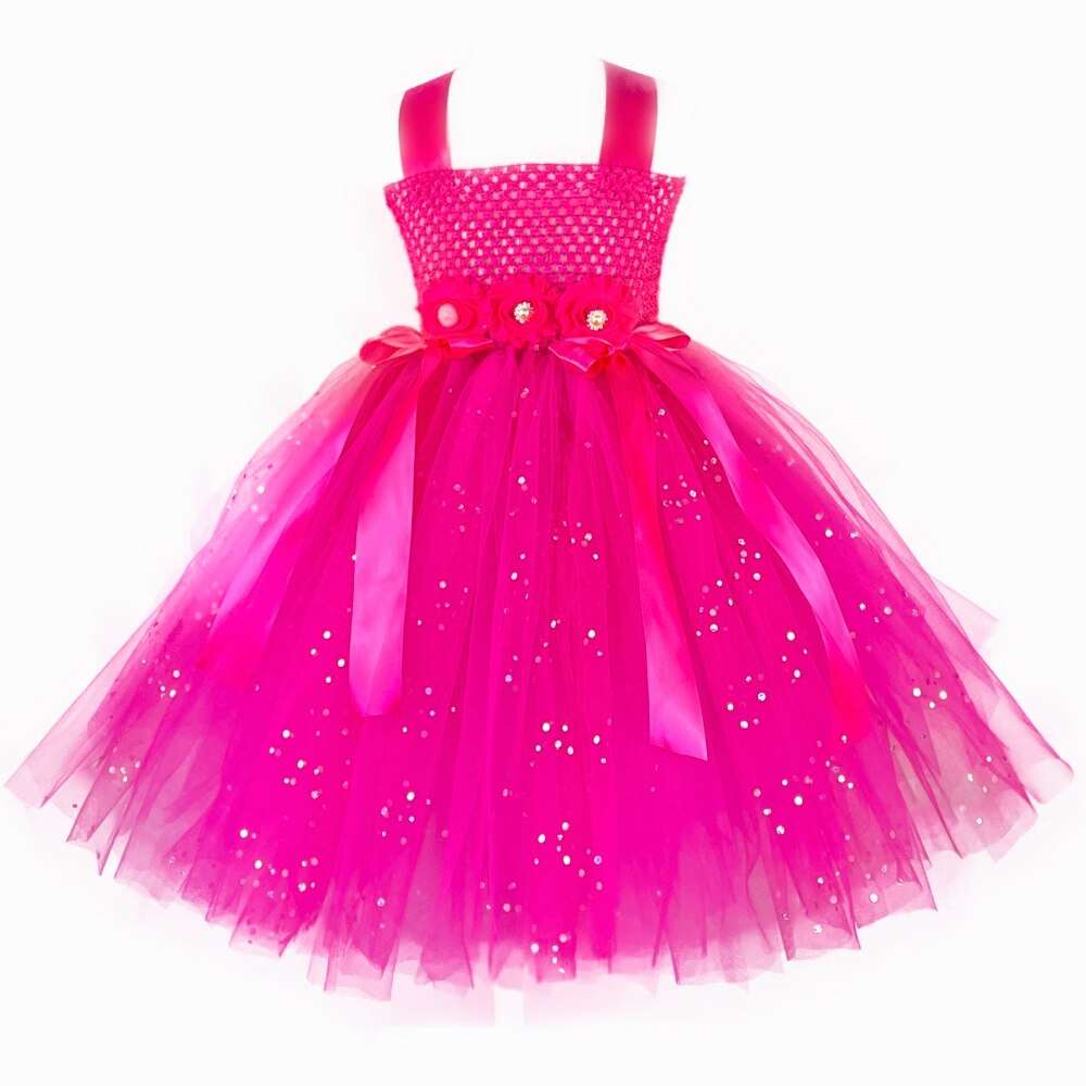 Girls Pink Flower Fairy Tutu Dress: Butterfly Wing Princess Party Costume - Kids Tulle Dress Butterfly Princess Dress