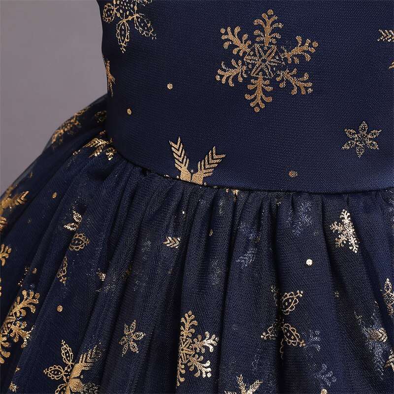 Elegant Girl Dresses, Sequins Princess Dress Baby Girl Birthday Party snow flex print Prom Gown Baptism Party Dress Kids Clothes, Girls Tutu Dress