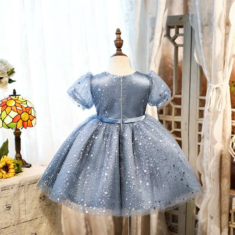 Elegant Girl Dresses, Sequins Princess Dress Baby Girl Birthday Party Puff Sleeve Prom Gown Baptism Party Dress Kids Clothes, Girls Tutu Dress