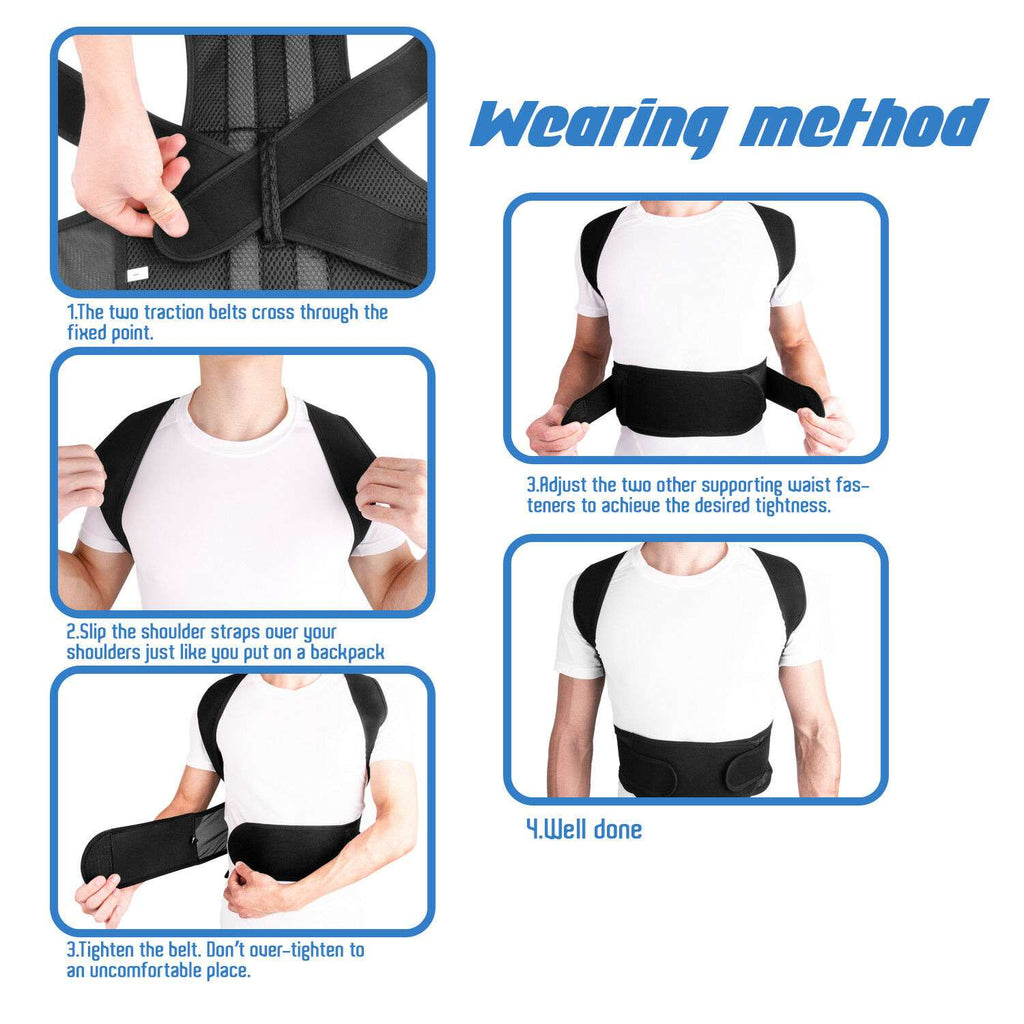 Back Posture Corrector Lumbar Shoulder Support Brace Belt Magnetic Women Men from HRIDZ