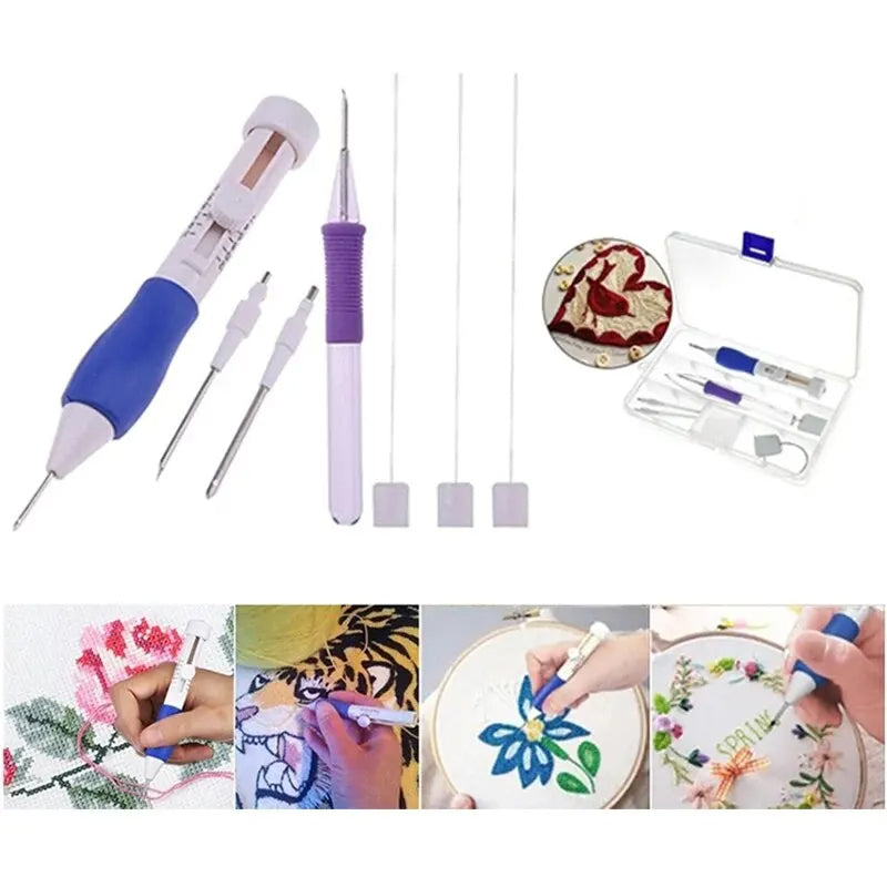 8pcs Punch Needles Pen Set for Beginners, Punch Needle Kit with Adjustable Punch Pen and Needles, Craft Embroidery Pen Tool