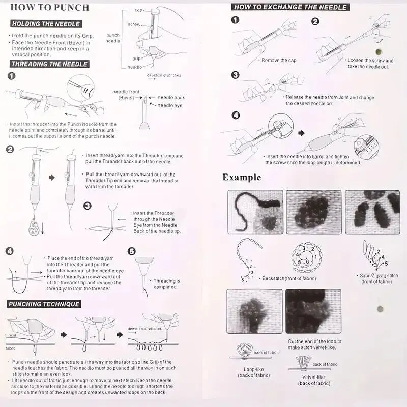 8pcs Punch Needles Pen Set for Beginners, Punch Needle Kit with Adjustable Punch Pen and Needles, Craft Embroidery Pen Tool