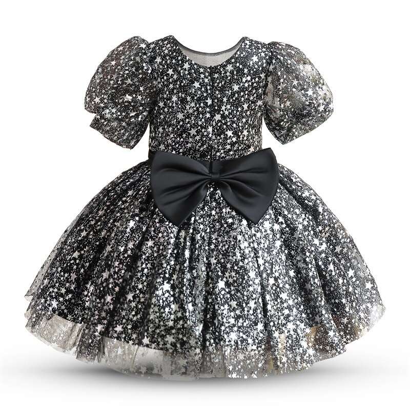 Elegant Girl Dresses, Sequins Princess Dress Baby Girl Birthday Party Puff Sleeve Prom Gown Baptism Party Dress Kids Clothes, Girls Tutu Dress