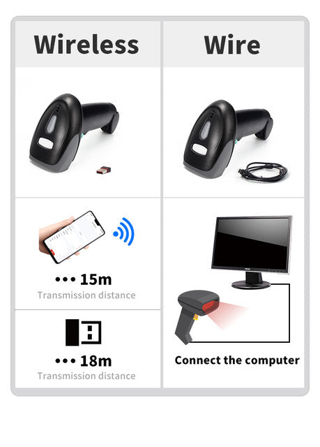H5WB 2D Bluetooth Scanner Barcode Reader USB Support Mobile Phone iPad