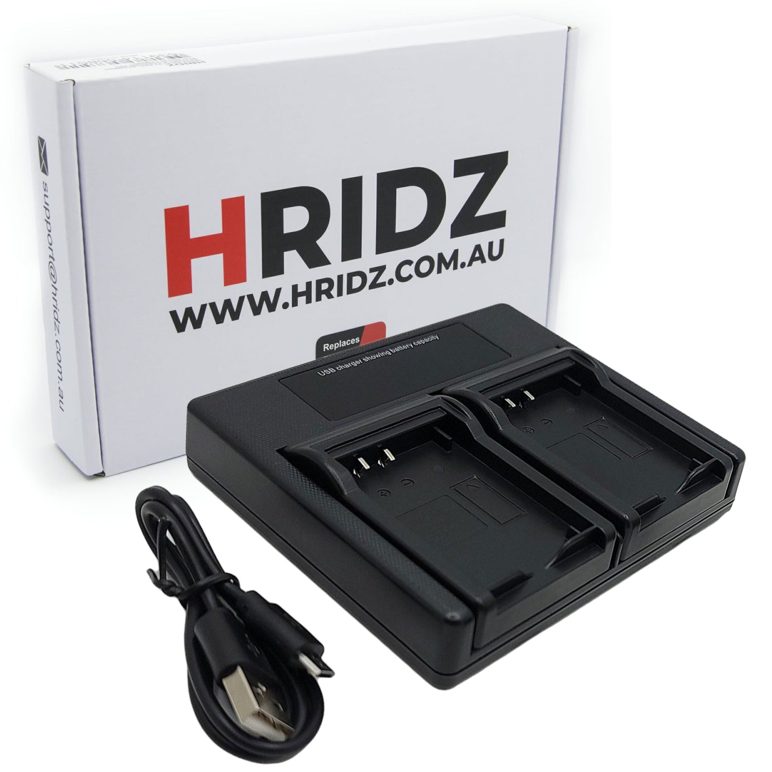 Hridz D08S Dual Charger For Panasonic CGR-D08 CGR-D08R CGR-D08S CGR-D120 E1B