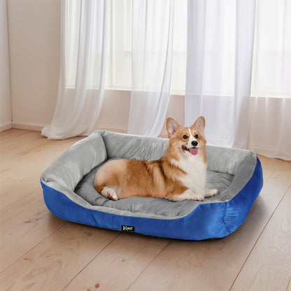 i.Pet Pet Bed Dog Cat Calming Soft Mat Sleeping Comfy Plush Cave Washable Blue