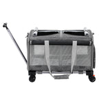 i.Pet Pet Carrier Swivel Wheels Foldable Cat Dog Trolley Stroller Travel Bag Grey