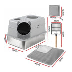i.Pet Cat Litter Box Large Stainless Steel High Sided Pet Toilet Odour Control