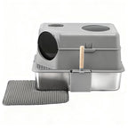 i.Pet Cat Litter Box Large Stainless Steel High Sided Pet Toilet Odour Control