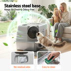 i.Pet Cat Litter Box Large Stainless Steel High Sided Pet Toilet Odour Control