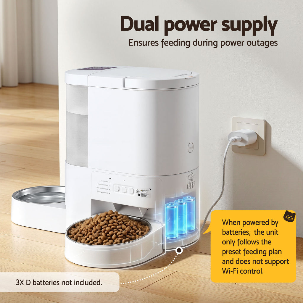 i.Pet Automatic Pet Feeder Water Dispenser 2-in-1 Smart WiFi Dog Cat Food 4L