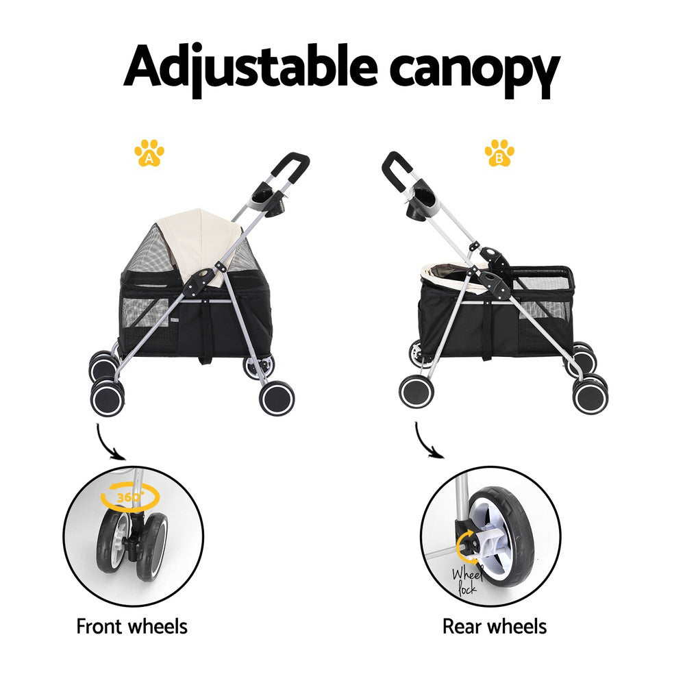 i.Pet Pet Stroller Pram Dog Cat Carrier Cage Large Travel Pushchair Foldable 4 Wheels