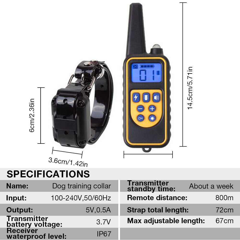 Pawfectfriend Dog Training E-Collar Anti-Bark Remote Sound Vibration Zap 800m Range