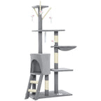 CARLA HOME 134cm Cat Tree for Indoor Cats with Hammock, Plush Perch & Sisal Scratching Posts for Kittens & Adult Cats (Light Grey)