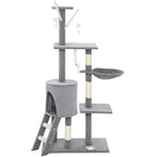 CARLA HOME 134cm Cat Tree for Indoor Cats with Hammock, Plush Perch & Sisal Scratching Posts for Kittens & Adult Cats (Light Grey)