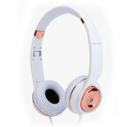 White Rose Gold Holysmoke Motif On Ear Foldable Headphones