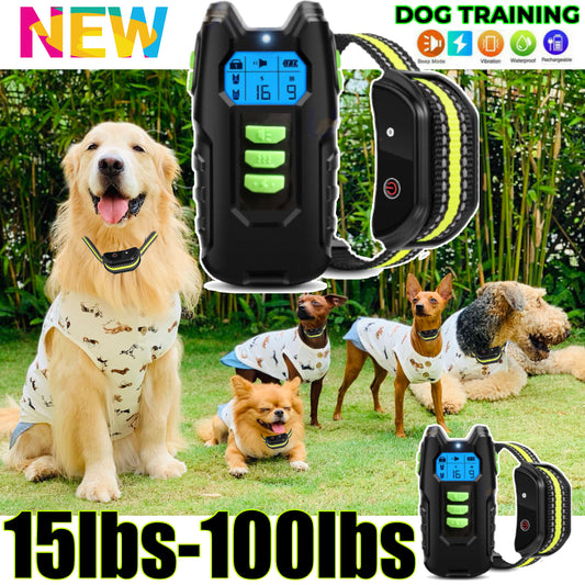 Electric Pet Dog Training Anti Bark Collar Sound Vibrate Auto Rechargeable NEW