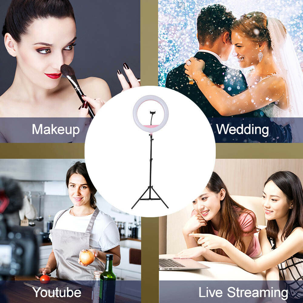 8"LED Ring Light Dimmable Lighting Kit Phone+Selfie 40cm Tripod Makeup Live Lamp