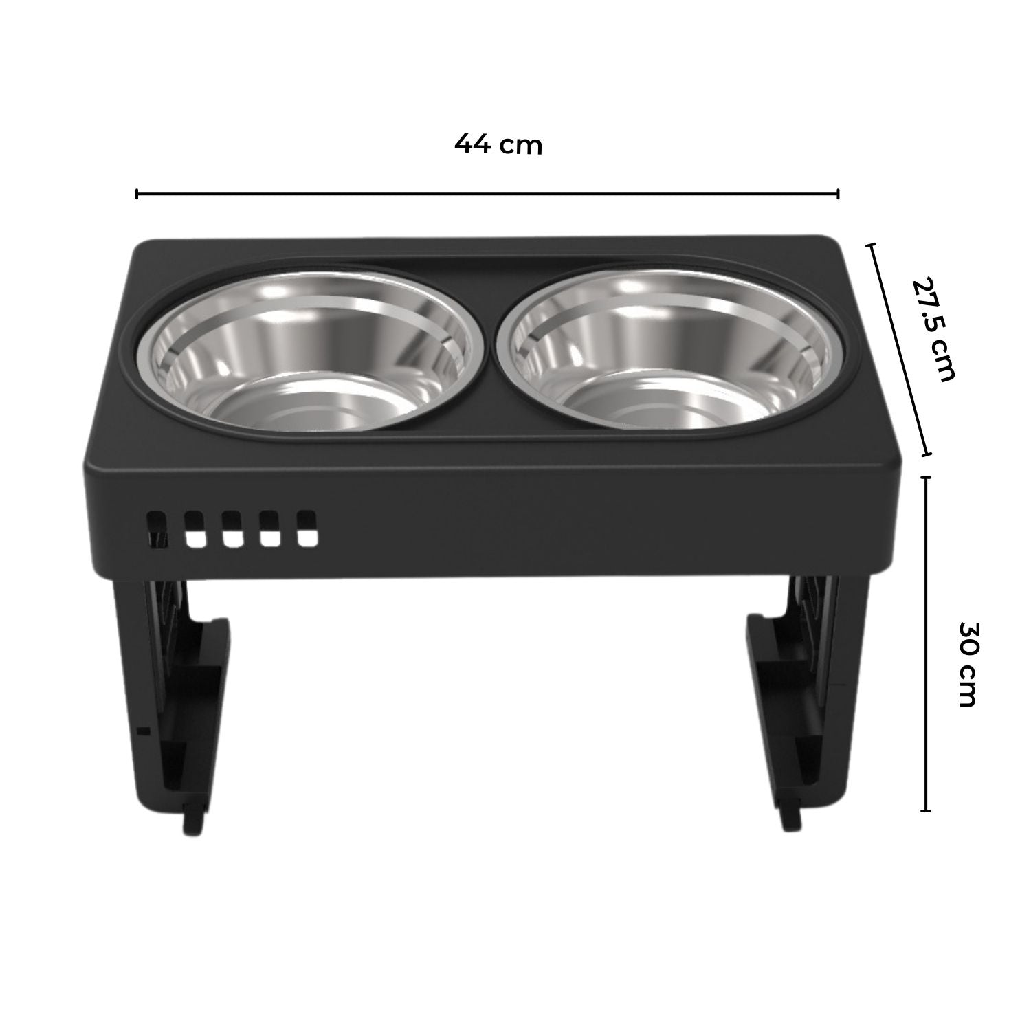 FLOOFI Elevated Raised Pet Feeder with Double Bowl (Black) FI-FD-119-SY