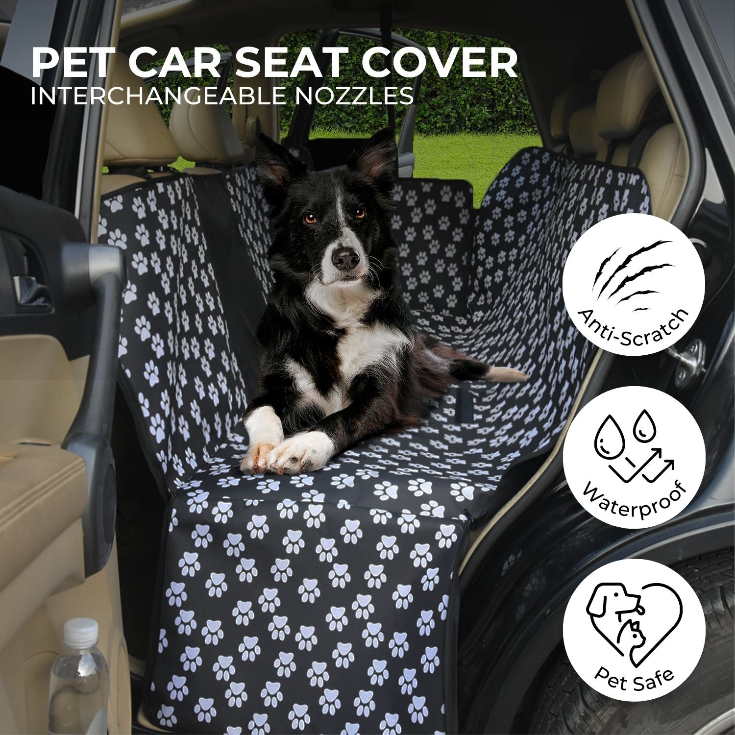 FLOOFI 140 x 145cm Pets Car Back Seat Cover Hammock (Black) FI-PCSC-100-BJD