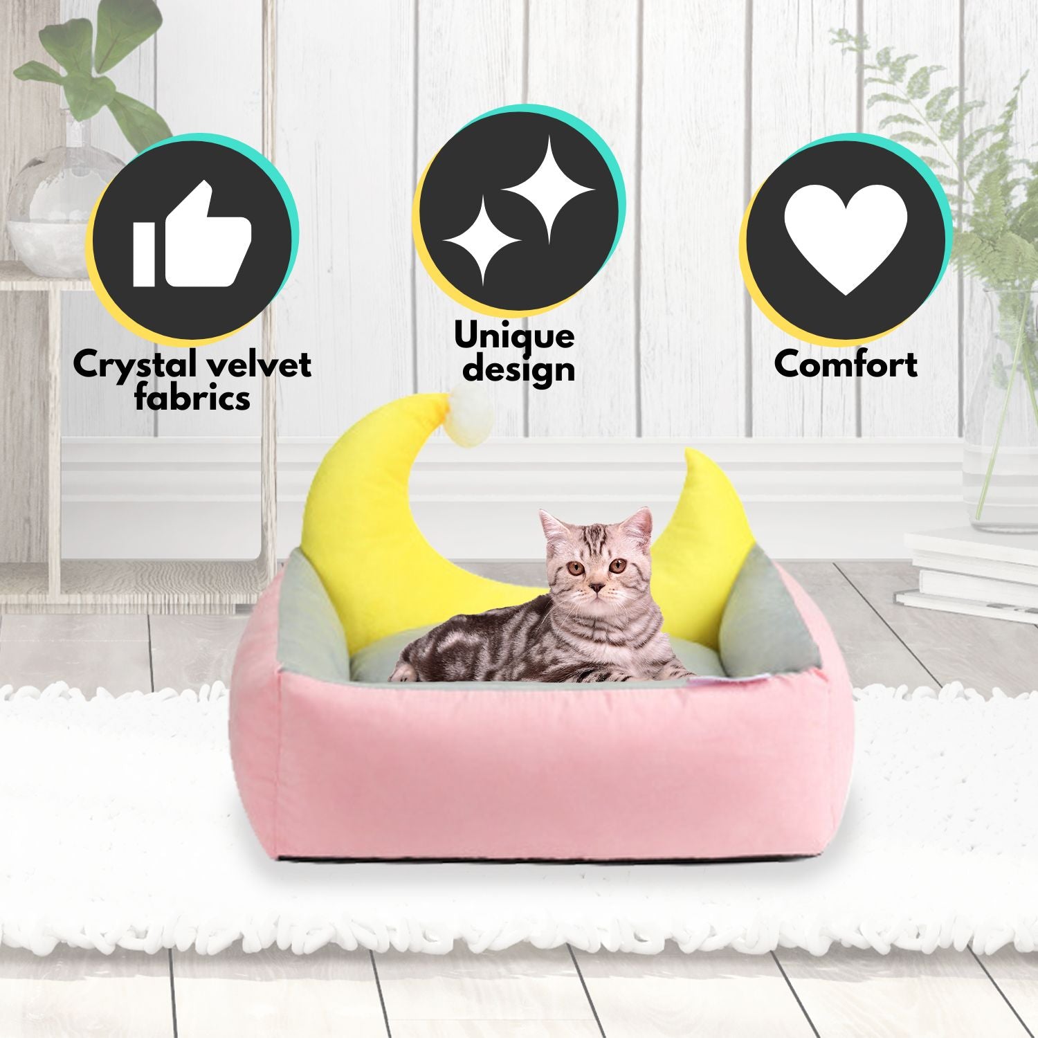 Floofi Pet Bed Moon Design (L Pink) PT-PB-250-YMJ