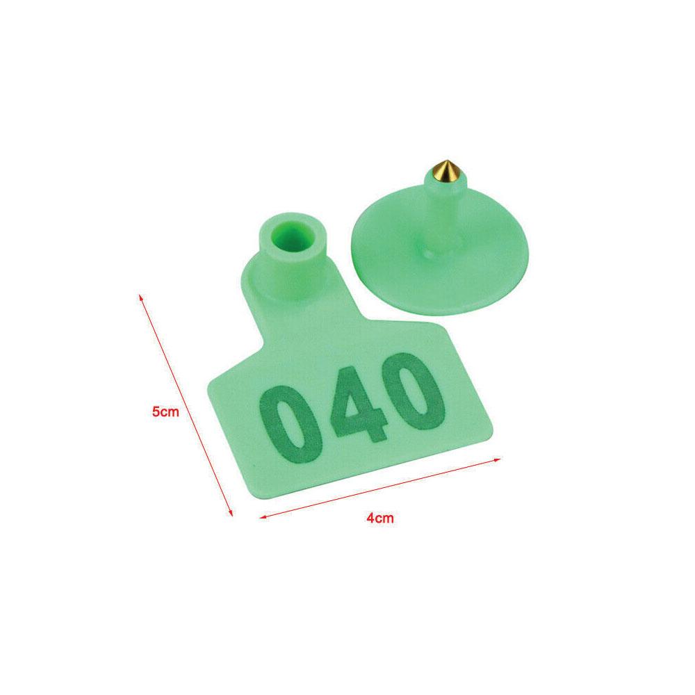 1-100 Cattle Number Ear Tags Set - Green Pig Sheep Goat Livestock Label