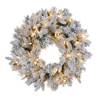 Christabelle 61cm Snowy Atica Pre-Lit Warm White LED Snowy Finish Christmas Wreath