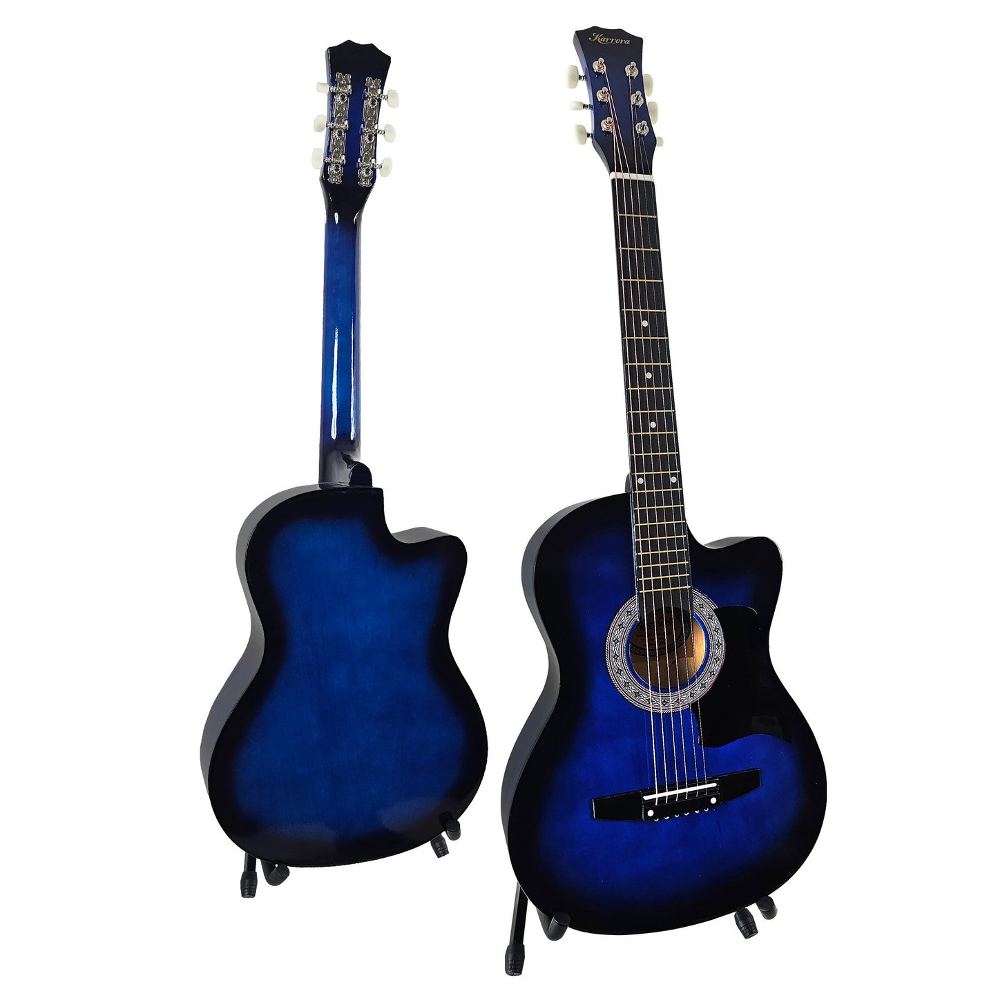 Karrera 38in Pro Cutaway Acoustic Guitar with Bag Strings - Blue Burst