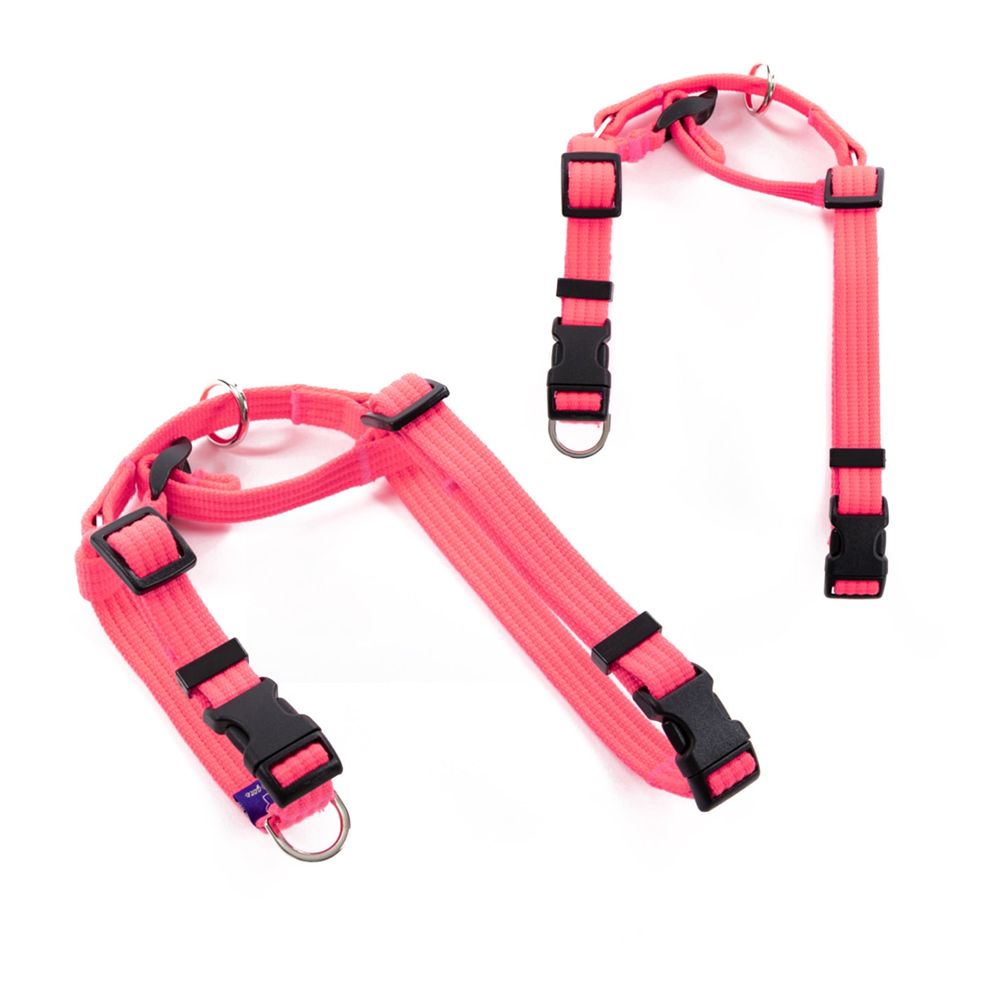 Dog Double-Lined Straps Harness and Lead Set Leash Adjustable L NEON CAROL-PINK