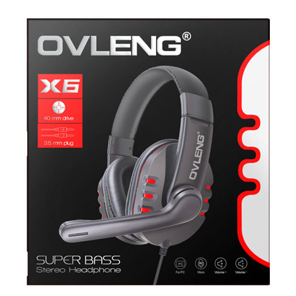 Ovleng X6 Wired Stereo Headphone with Microphone for Computer Games