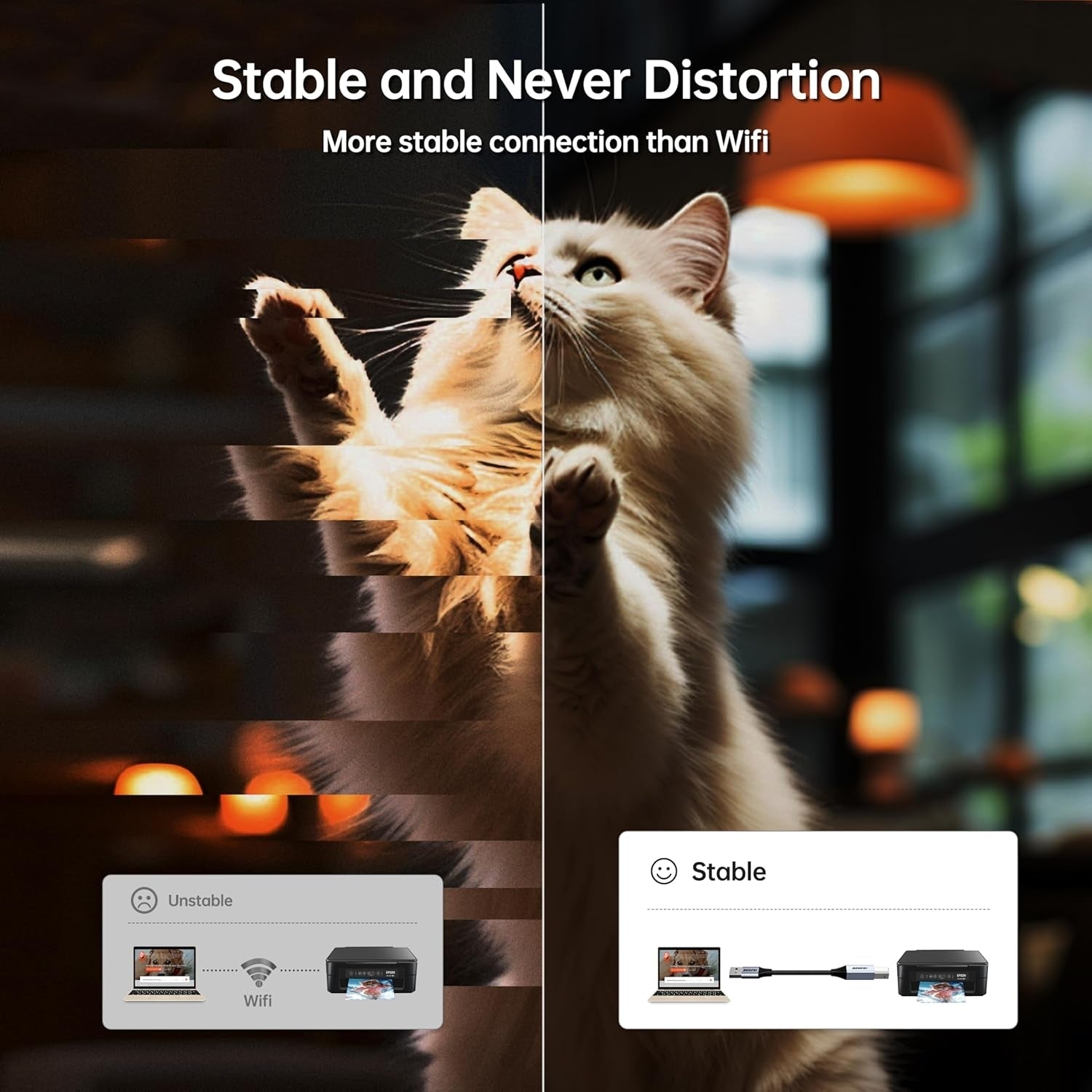 BENFEI 000406GY-2M USB Printer Cable, 6.6 FT/2 Meter USB A to USB B Cable