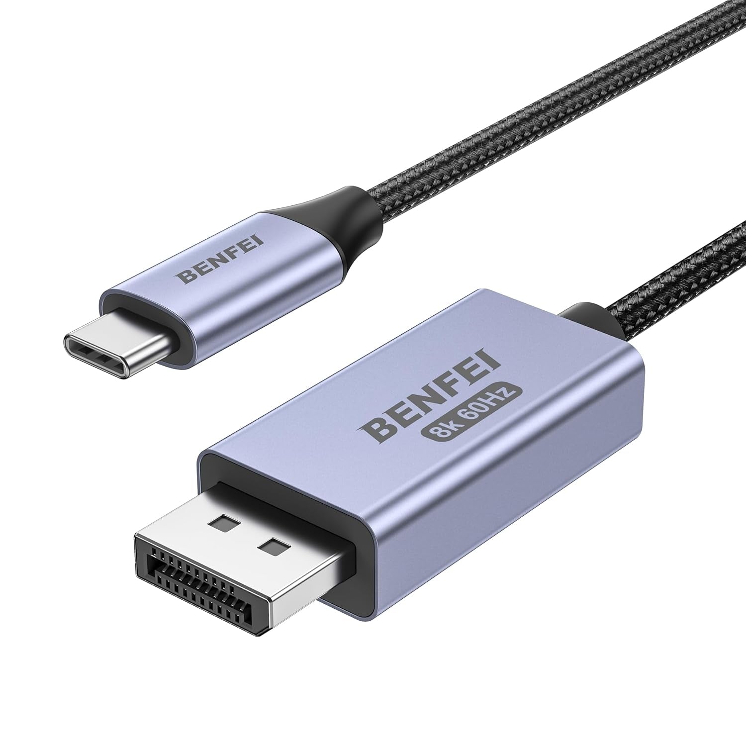 BENFEI 412GY Bidirectional USB-C to DisplayPort V1.4 (Support Thunderbolt 4, 8K@60Hz ) Cable 1.8M