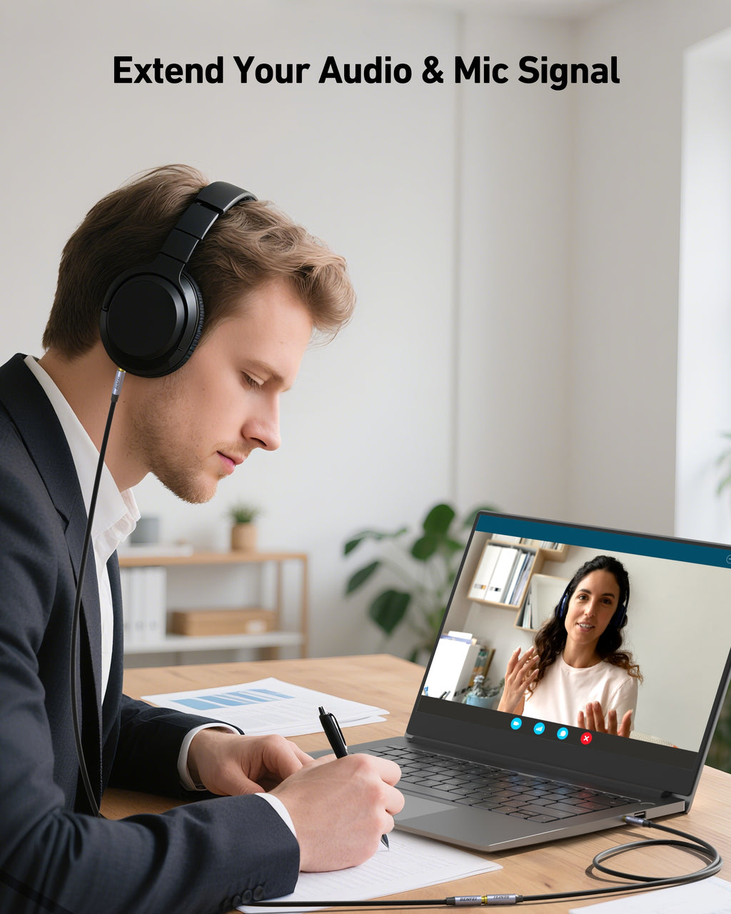 BENFEI 421GY 1M 3.5mm Male to Female AUX Extension Cable, TRRS 4-Pole Stereo Audio Jack Cord for Headphones, Microphone, Smartphones, PC, Laptop, Speakers