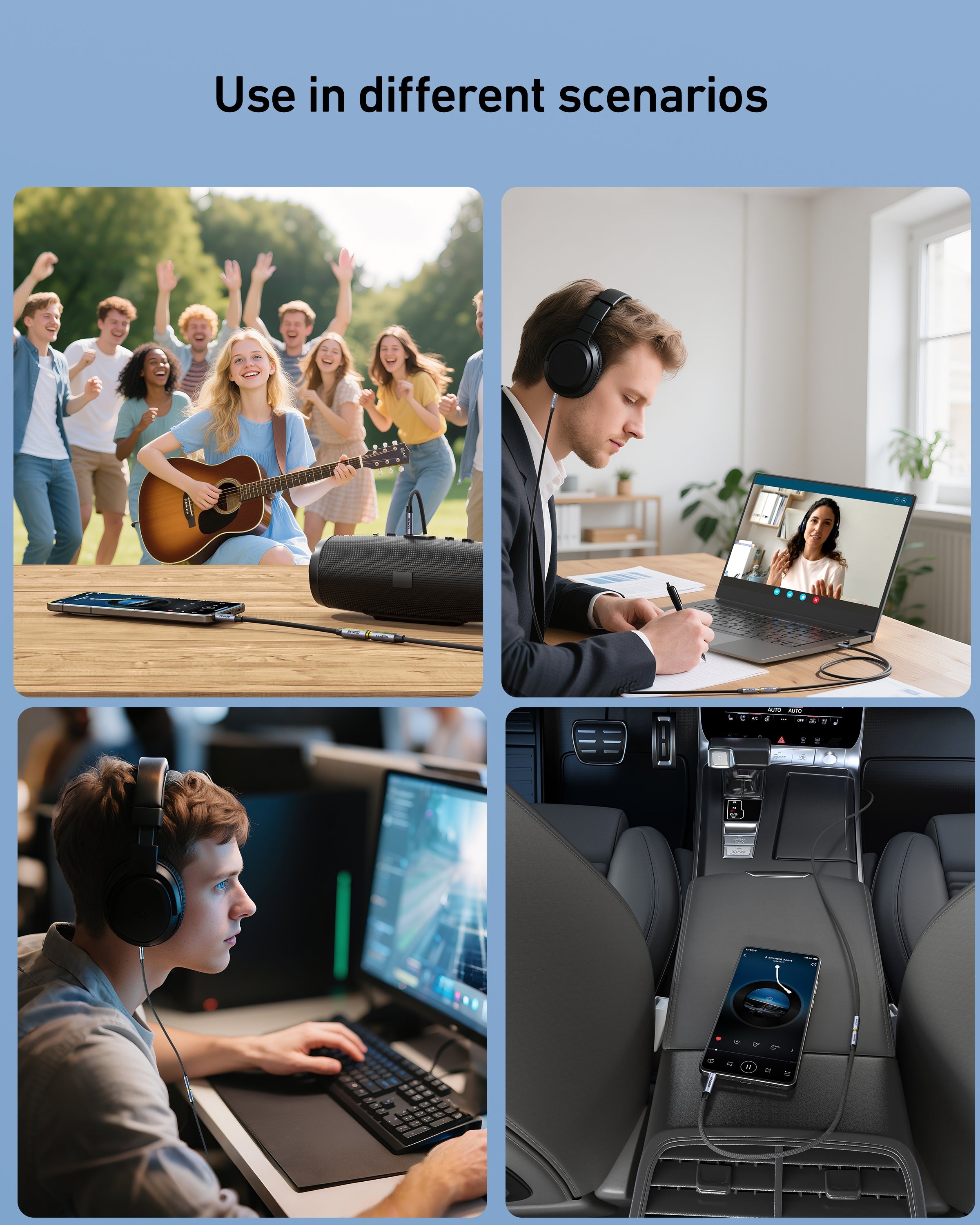 BENFEI 421GY 1M 3.5mm Male to Female AUX Extension Cable, TRRS 4-Pole Stereo Audio Jack Cord for Headphones, Microphone, Smartphones, PC, Laptop, Speakers