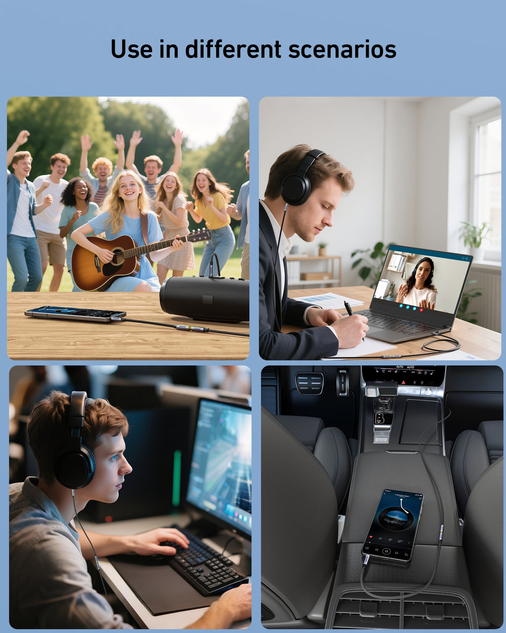 BENFEI 421GY 2M 3.5mm Male to Female AUX Extension Cable, TRRS 4-Pole Stereo Audio Jack Cord for Headphones, Microphone, Smartphones, PC, Laptop, Speakers