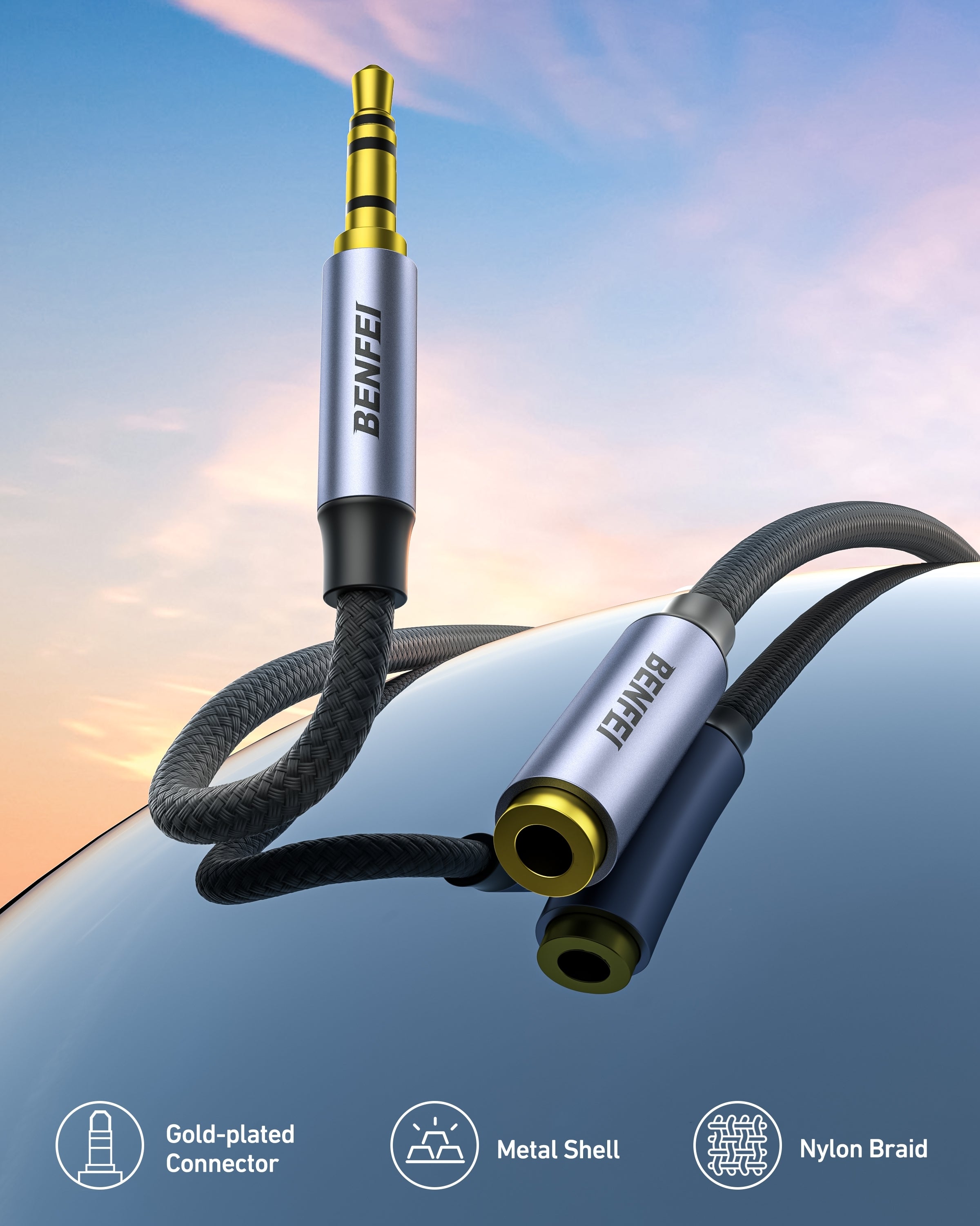 BENFEI 421GY 5M 3.5mm Male to Female AUX Extension Cable, TRRS 4-Pole Stereo Audio Jack Cord for Headphones, Microphone, Smartphones, PC, Laptop, Speakers