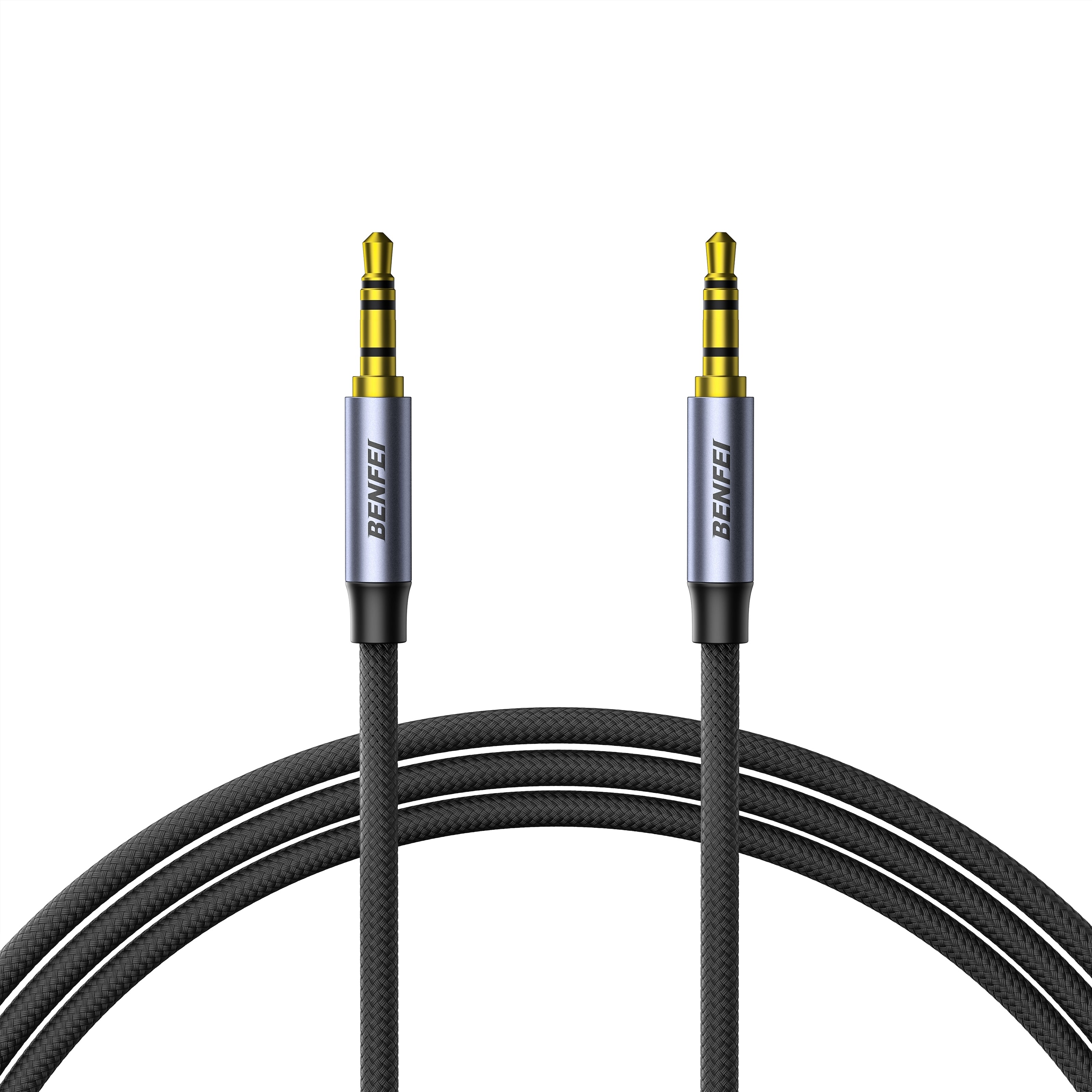 BENFEI 427GY 3M 3.5mm TRRS Male to Male Audio Cable, 4-Pole Stereo Mic Aux Cable, Nylon Braided Headphone Jack Cord