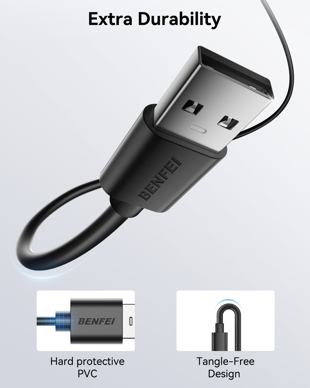 BENFEI 436BK-2M USB 2.0 Male to Micro USB Data Cable 2M