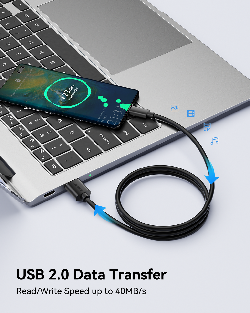 BENFEI 436BK-3M USB 2.0 Male to Micro USB Data Cable 3M