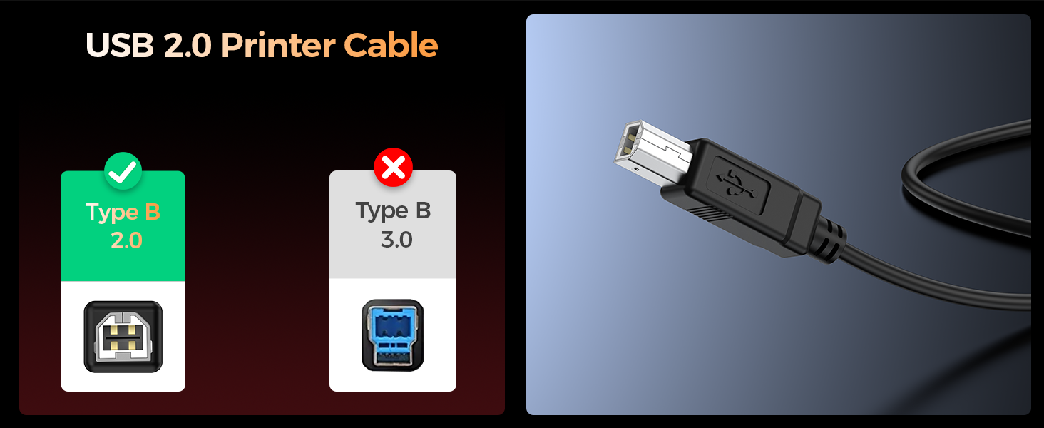 Choetech AB0060-1M USB A to B Printer 1meter Cable Black