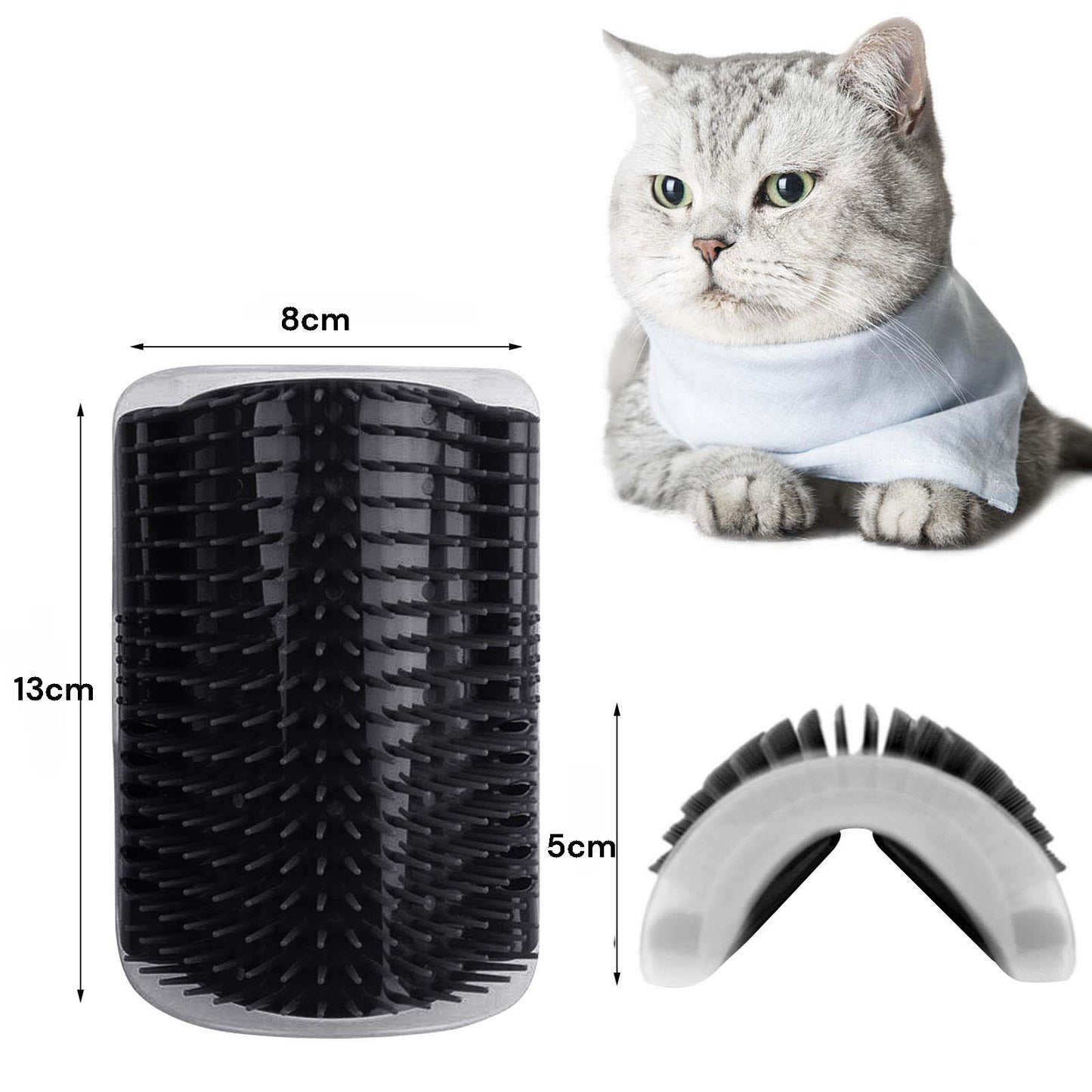 Cat Self Groomer Catnip Dog Cat Toy Corner Groomer Wall Corner Scratcher Comb Grooming Massage Brush Black