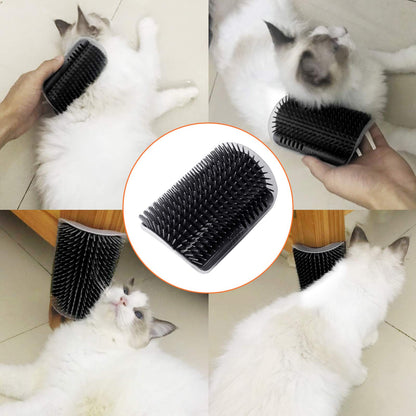 Cat Self Groomer Catnip Dog Cat Toy Corner Groomer Wall Corner Scratcher Comb Grooming Massage Brush Black