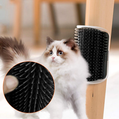 Cat Self Groomer Catnip Dog Cat Toy Corner Groomer Wall Corner Scratcher Comb Grooming Massage Brush Black