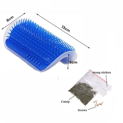 Cat Self Groomer Catnip Dog Cat Toy Corner Groomer Wall Corner Scratcher Comb Grooming Massage Brush Blue